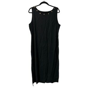 Vintage MHM Melissa Harper Black Linen Blend Tank Dress Size 14 Coastal Cruise